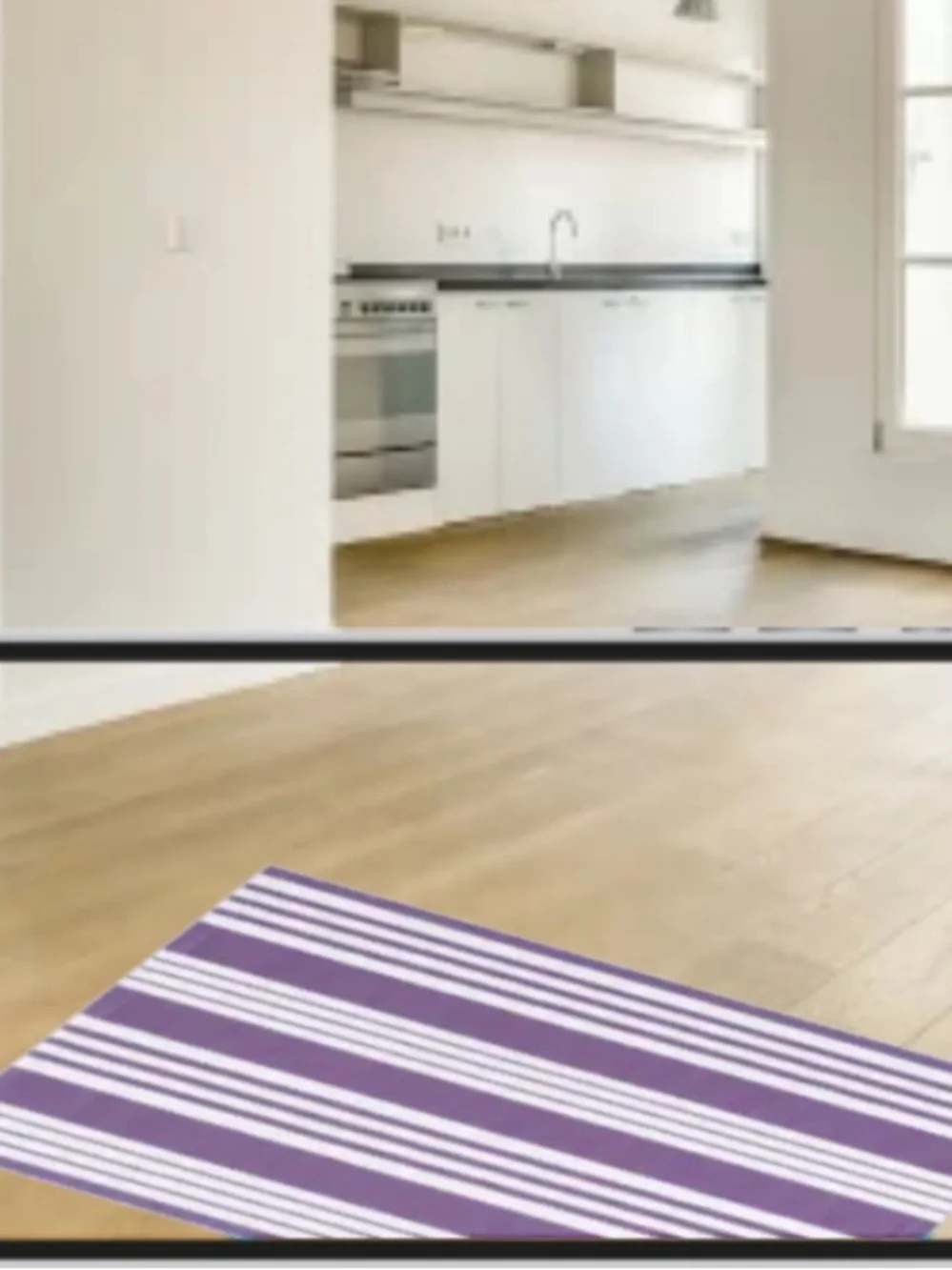 Purple and White Striped Indoor/Outdoor Rug